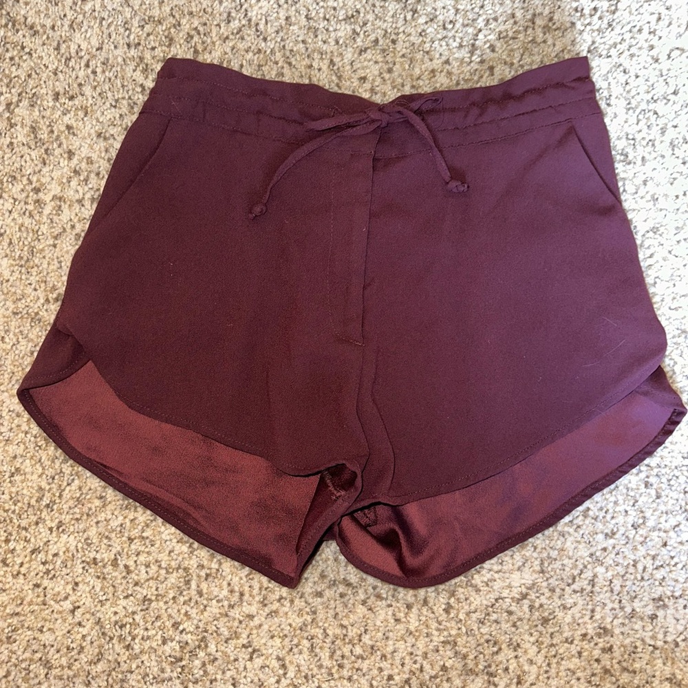 Burgundy High Waisted Shorts